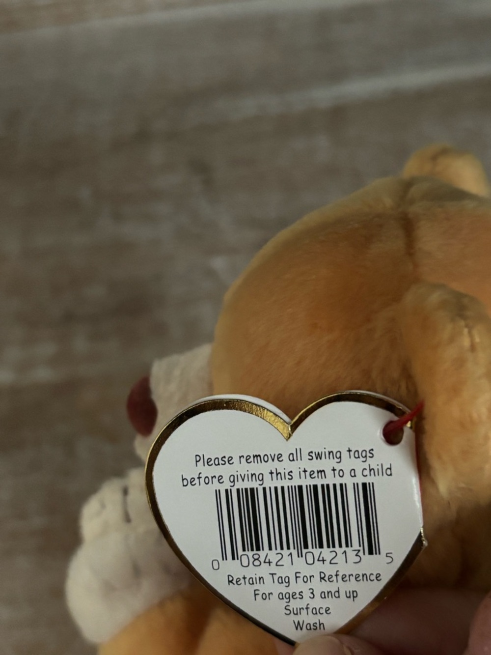 Ty Tan and Cream Praying Bear “Hope”Beanie Baby Plush rare with errors - Picture 4 of 6